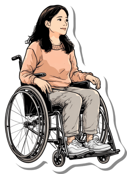 Young Woman Sitting in Wheelchair Smiling Hopefully png