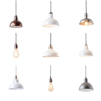 Unique collection of light fixtures displayed on a Transparent background for modern decor inspiration, light fixtures isolated on background png