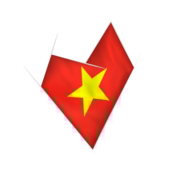 Sketched crooked heart with Vietnam flag vector