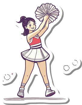 Cheerleader Girl Holding Pom Poms Up High png