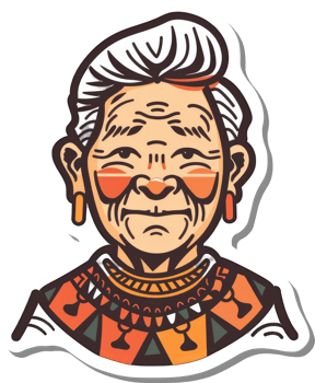 A Smiling Elderly Person Wearing Tribal Clothing png
