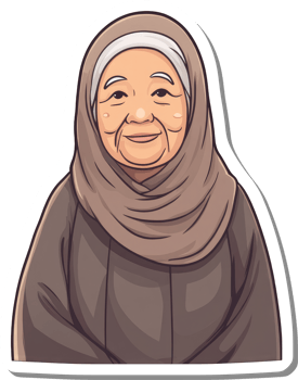 Elderly Woman Wearing A Brown Hijab Smiling Gently png