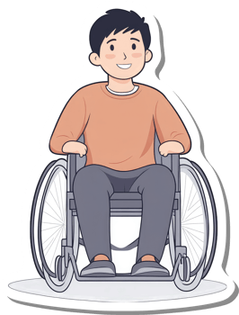 Young Man Sitting Happily In A Wheelchair png