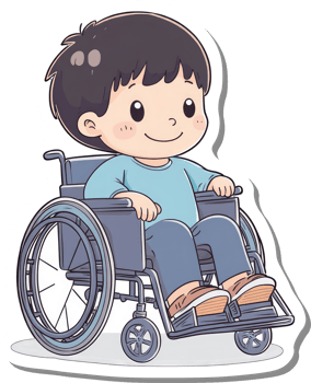 Happy Boy Sitting in Wheelchair Smiling Cheerfully png