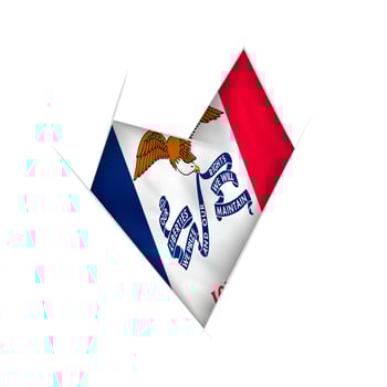 Sketched crooked heart with Iowa flag vector