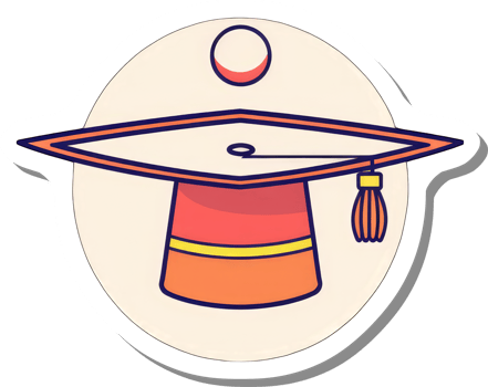 A colorful illustration of a graduation cap png