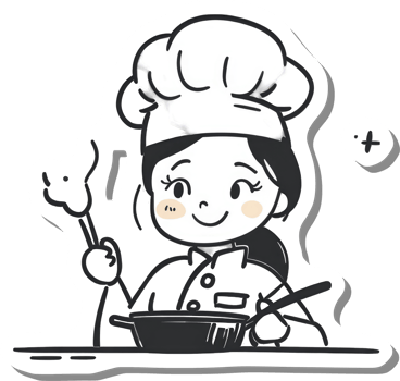 A Happy Female Chef Cooking Delicious Food png