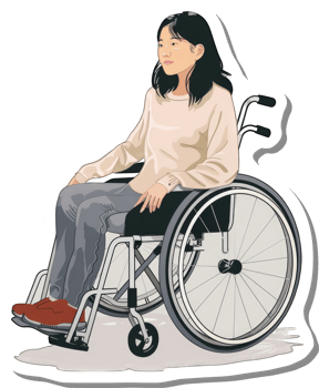 Young Woman Sitting In A Wheelchair Smiling Calmly png