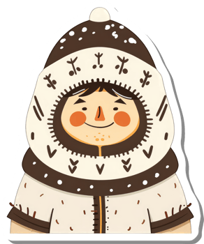 Adorable Cartoon Child Wearing Traditional Arctic Clothing png
