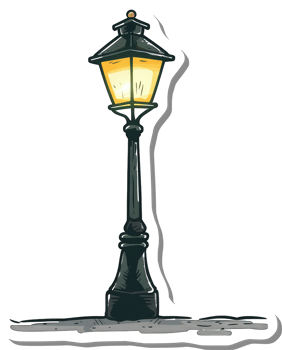 Illuminated Vintage Street Lamp Post Design Illustration png