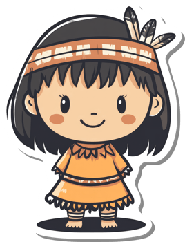 Adorable Native American Girl Cartoon Character Illustration png