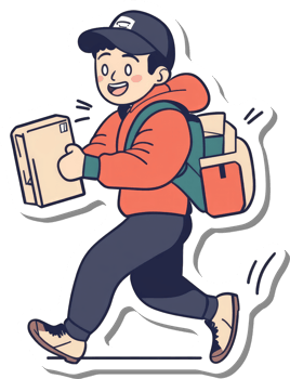 Happy Delivery Person Running With Package png