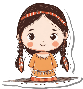 Adorable Native American Girl Cartoon Character png