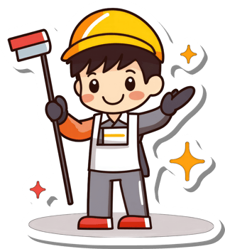 Cartoon Janitor Character Holding a Cleaning Brush png