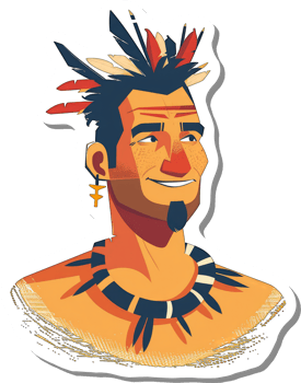 Smiling Indigenous Man with Feather Headdress png