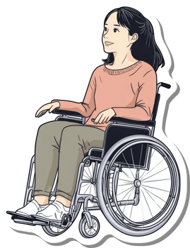 Young Woman Sitting In A Wheelchair Looking Upwards png