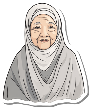 Elderly Woman Wearing a Gray Hijab Smiling Gently png