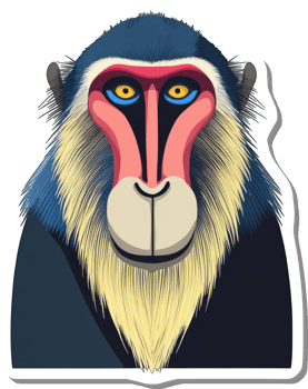 Stylized Mandrill Monkey Head Close Up Illustration png