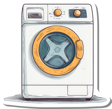 A Vintage Style White Washing Machine Illustration png