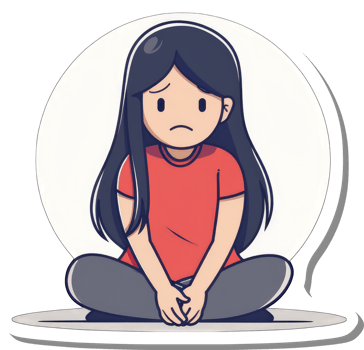 Sad Girl Sitting Cross Legged Wearing Red Shirt png