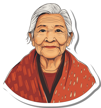 Elderly Woman with Gray Hair Wearing a Red Shawl png
