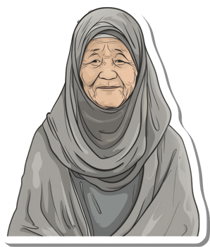 Elderly Woman Wearing a Gray Headscarf png