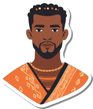African Man Portrait Wearing Orange Traditional Clothing png