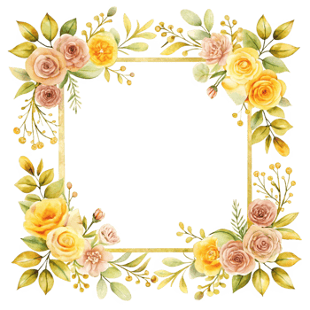 Charming Yellow and Pink Flower Frame Design Perfect for Displaying Special Photos or Quotes While Exuding a Fresh and Inviting Vibe in Any Space png