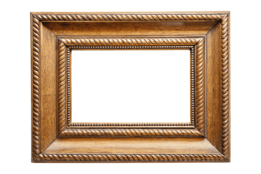 Classic Ornate Wooden Frame with Beautiful Carvings and Decorative Edges Ideal for Framing Special Memories and Adding a Touch of Sophistication to Your Decor png