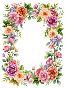 Elegant Frame Design with Lush Flowers and Greenery Bringing a Touch of Nature Perfect for Framing Your Photos and Enhancing Beautiful Displays in Your Home png