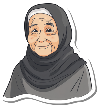 Elderly Woman Wearing A Grey Hijab Smiling Kindly png