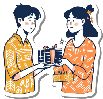 A Boy Gives A Girl A Gift Present png