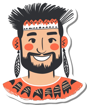 Smiling Indigenous Man with Traditional Headwear png