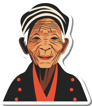 Smiling Elderly Person Wearing Striped Headwear png