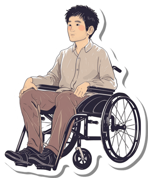 Young Man Sitting Calmly In A Wheelchair png