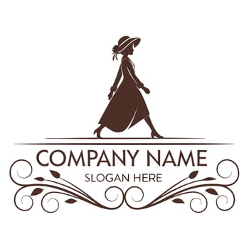 a woman in a hat and dress logo design white background vector