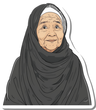 Elderly Woman Wearing A Traditional Gray Headscarf png