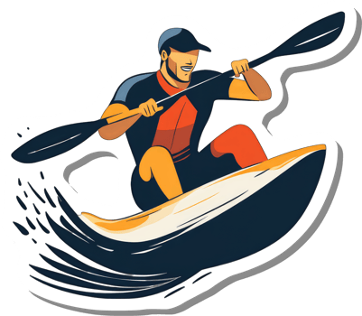 Happy Kayaker Paddling a Kayak on Water png