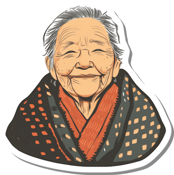 Happy Elderly Asian Woman Wearing Traditional Clothing png