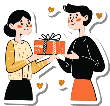 A young man gives a gift to a young woman png