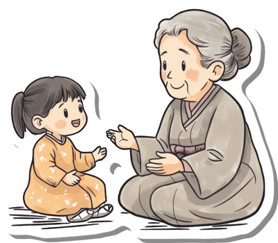 A Grandmothers Gentle Conversation With Her Granddaughter png