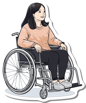 Young Woman Sitting In A Wheelchair Looking Upward png