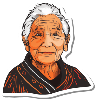 Elderly Woman Portrait Artistic Sticker Design png