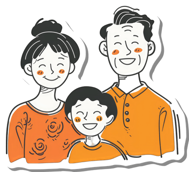 Happy Family Portrait Illustration Featuring Grandparents And Child png