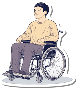 Young Man Sitting In A Wheelchair Smiling Happily png