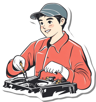 A Happy Mechanic Repairs a Car Engine Carefully png