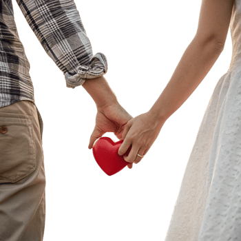couple holding red heart as a romantic symbol of love png