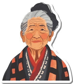 Elderly Asian Woman in Traditional Clothing png