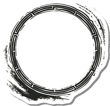 Abstract Circular Design with Greek Key Border png