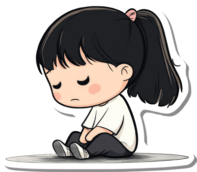 Sad Anime Girl Sitting With Ponytail png